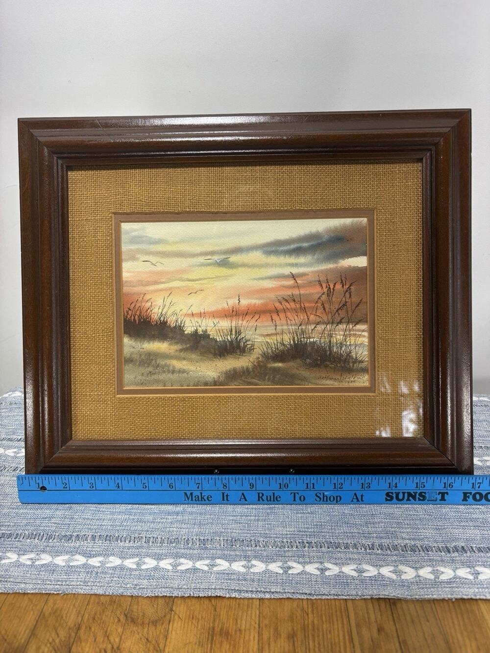 Judy Hartsfield Original Watercolor Seascape 1980 Alabama Artist Signed Framed